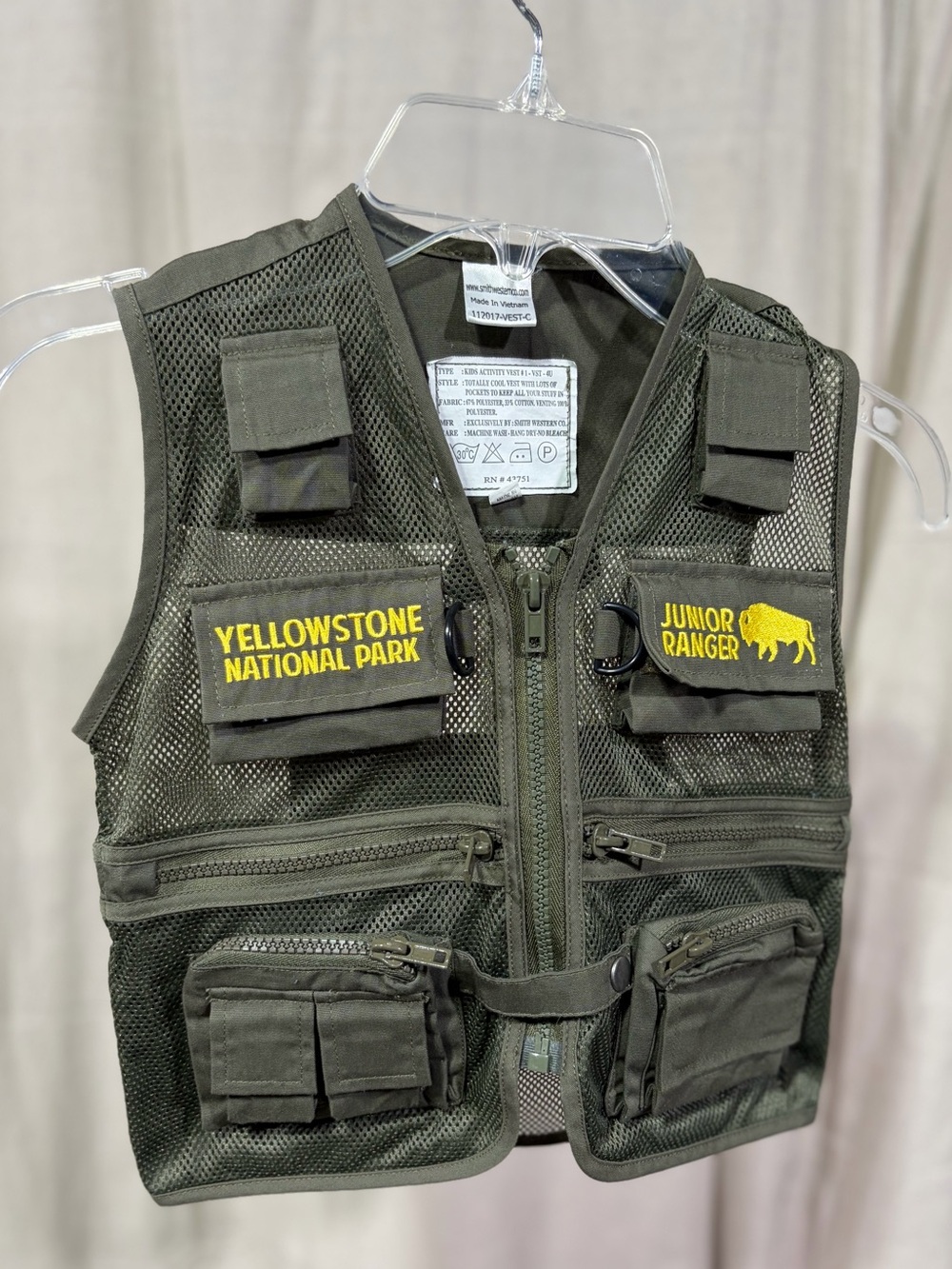 Yellowstone Junior Ranger Olive Green Kids' Vest
